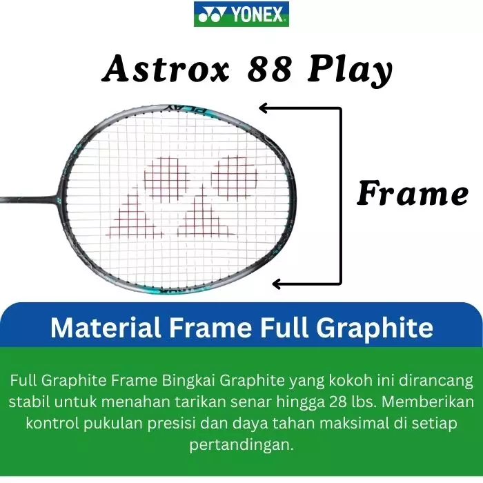 Raket Badminton Yonex Astrox 88 Play GRATIS Senar dan Tas Yonex Original