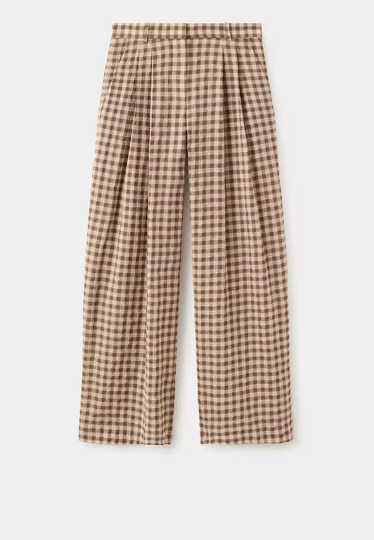 Straight-Leg Gingham Trousers