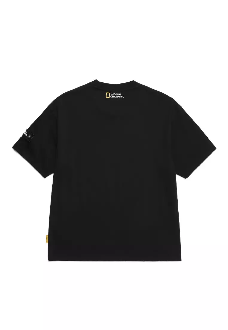 男女同款徽章半寬鬆短袖T恤
