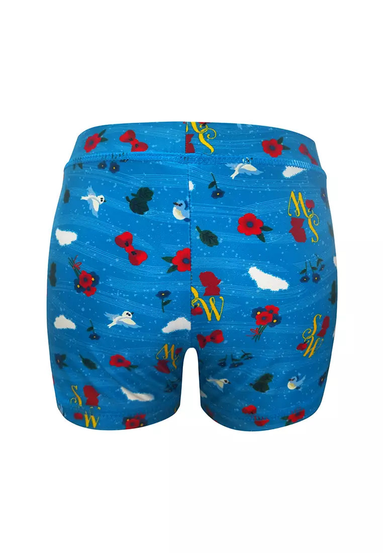 Snow White Long Sleeved Rashguard Boyleg Bottom Set Swimwear For Kids Girls