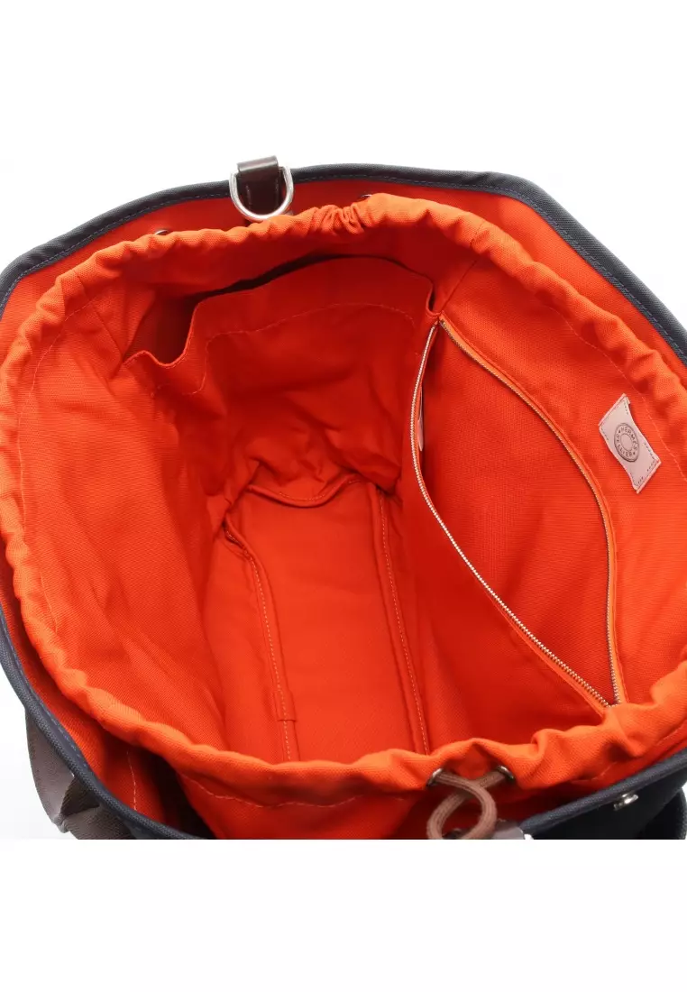 Pre-Loved Hermès  SAC DE PANSAGE groom Handbag tote bag toile military toile chevron Navy Dark brown silver hardware 2WAY Z stamp