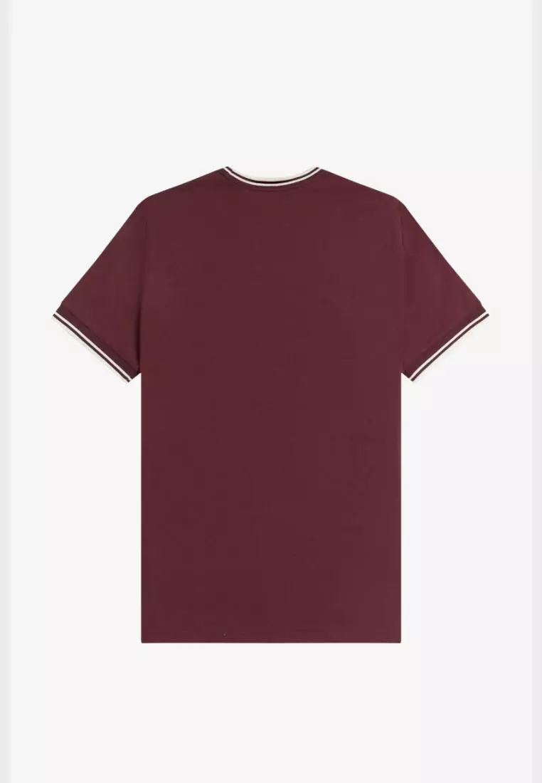 Fred Perry M1588 Twin Tipped T-Shirt (Oxblood / Ecru / Ecru)