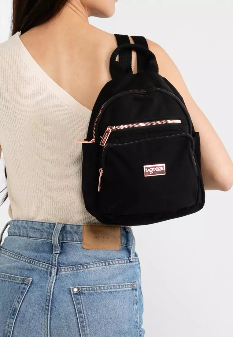 Rose Gold Series Crinkle Nylon Small Backpack