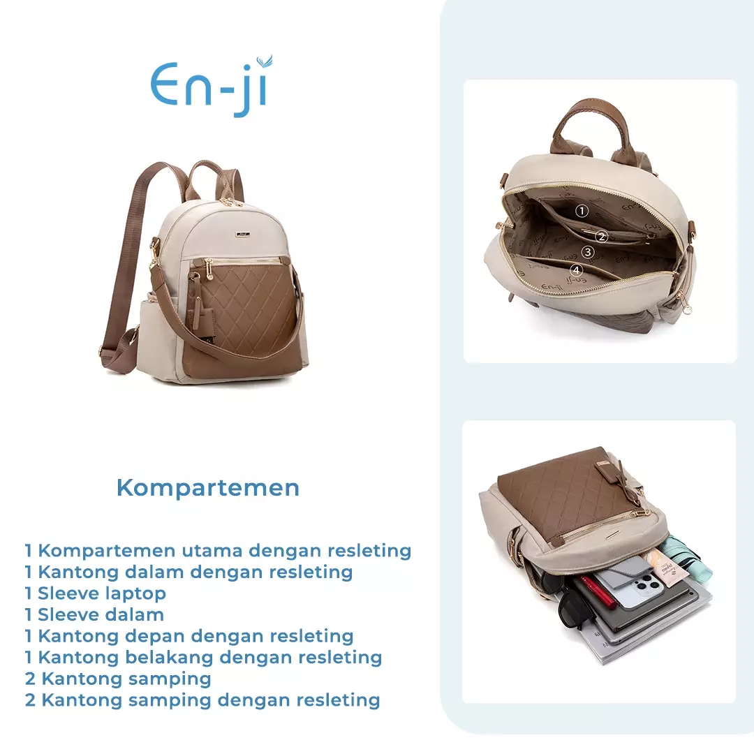En-ji Munsan Backpack Wanita Warna Black