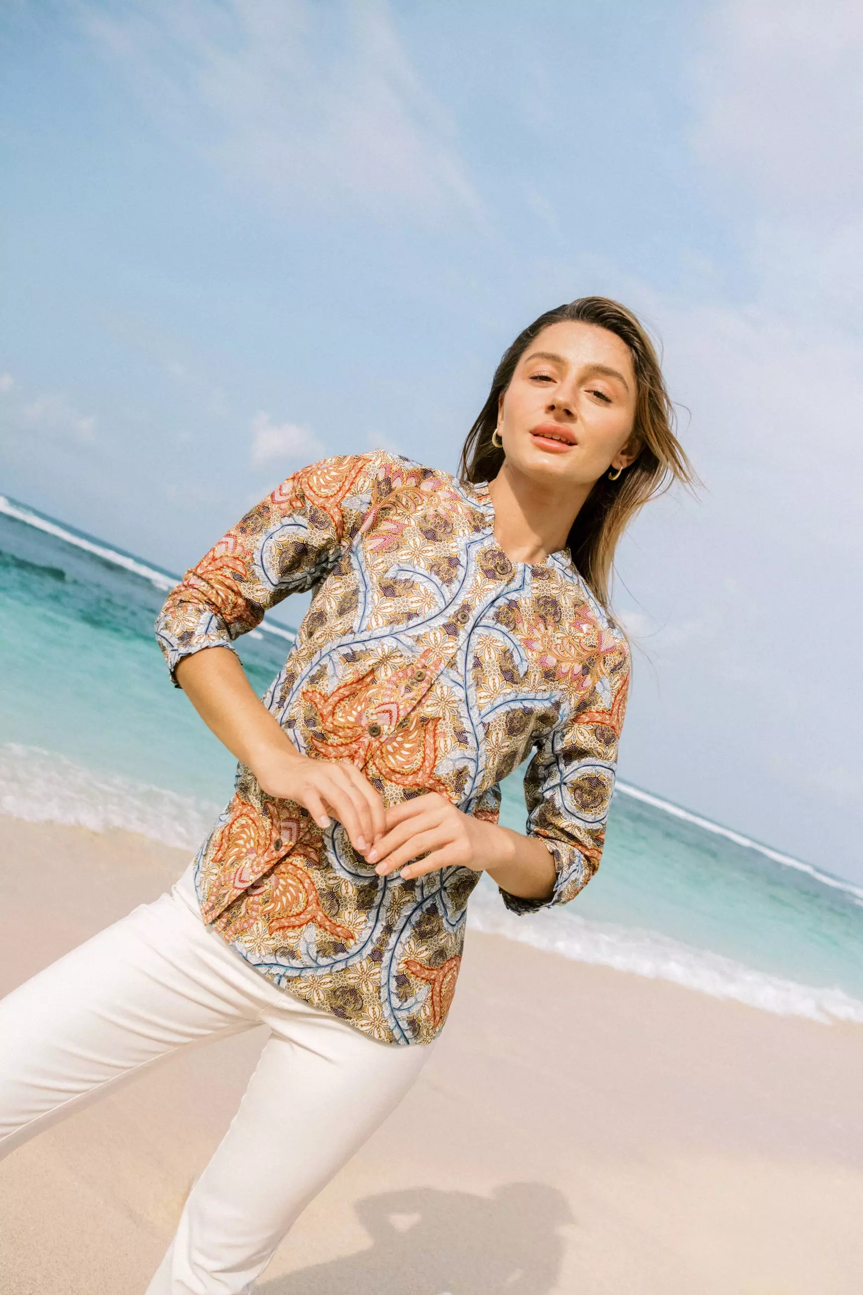 Aruna Brown Blouse Batik Wanita Katun