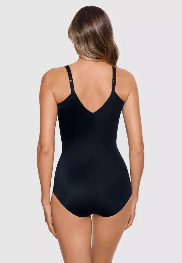 Miraclesuit Shapewear Comfy Curves Wireless Padded Cup Shaping Bodysuit In  Black