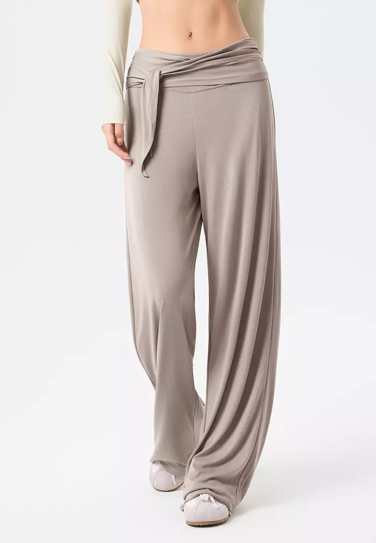 Low Waist Draped Wide Leg Pants DSG-DWL125601