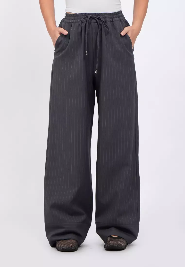 Elastic Waist Stripe Trousers