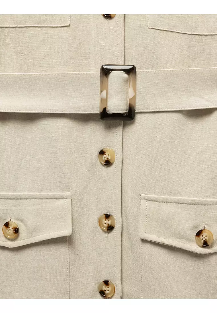 Double Breasted Belt Shirt Dress