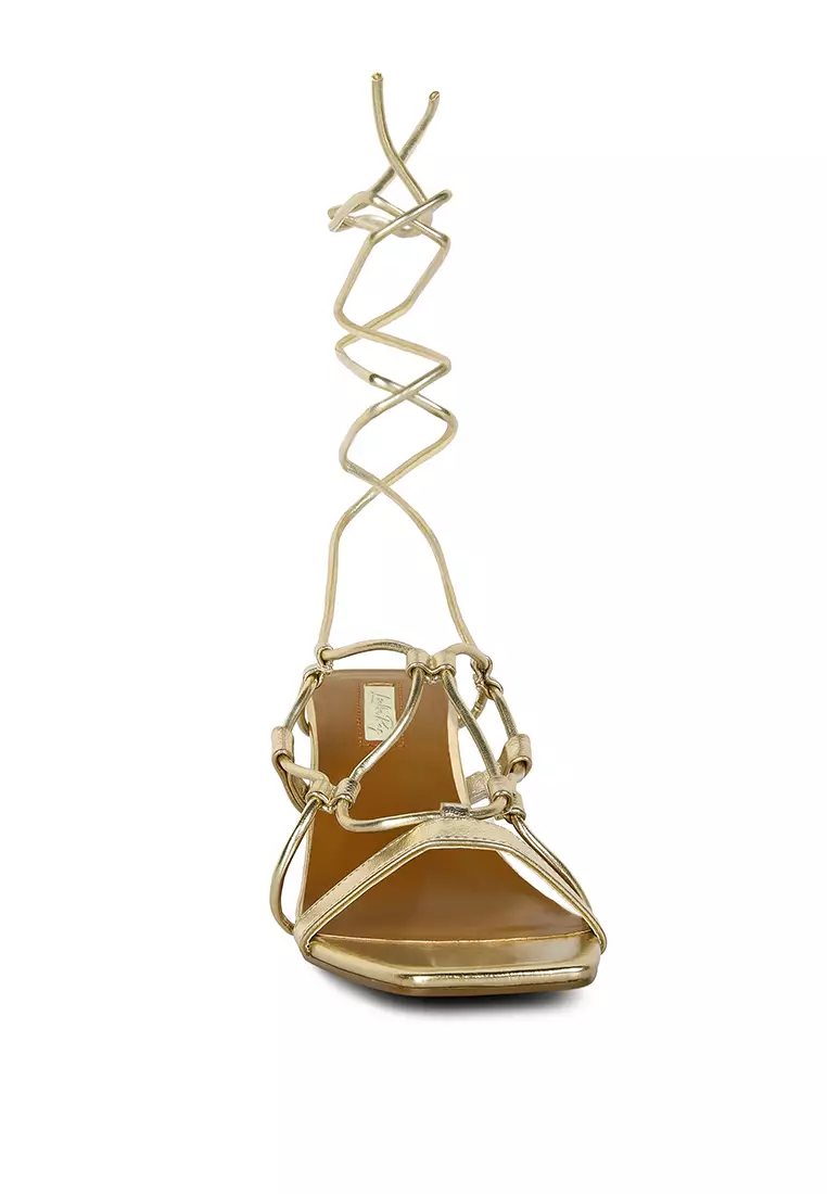 Buy London Rag Gold Lace Up Block Heeled Sandal 2024 Online
