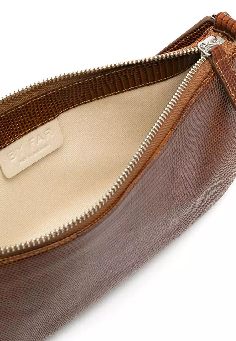 Rachel Lizard Embossed Leather Shoulder Bag in Tan