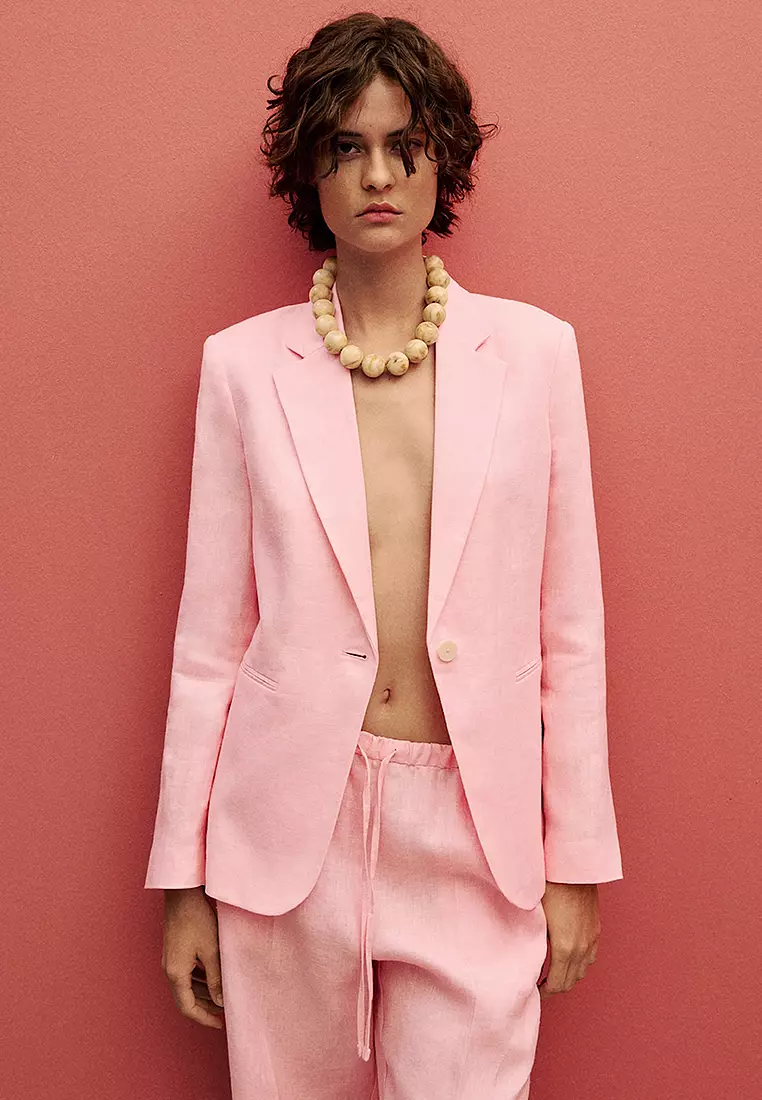 Straight Linen Pants With Bow