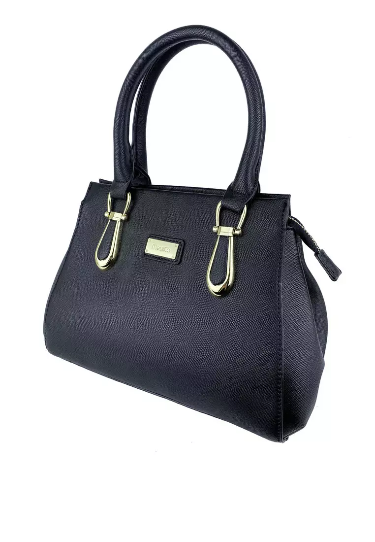 Faux Leather Top Handle Bag