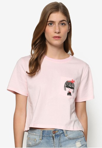 Pink Evil × Darren 聯名esprit au短版圖案設計TEE, 服飾, 上衣