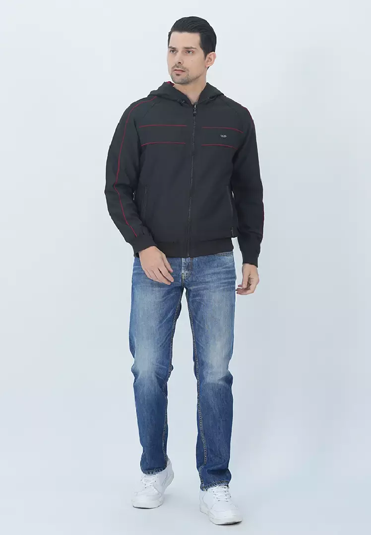 LGS - Jaket Pria - 2 Side - Hitam Merah - Model Hoodie Zipper - JJK.558.210.001.C