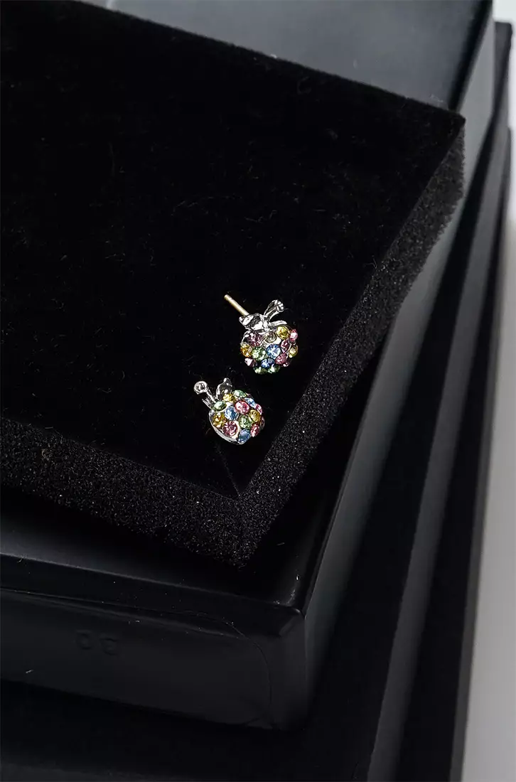 Glistening Apple Earrings with Multi-color Austrian Element Crystals