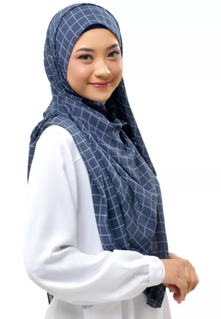 Rabbani - Kerudung Segi Empat Motif Zanan Zymlas - Navy