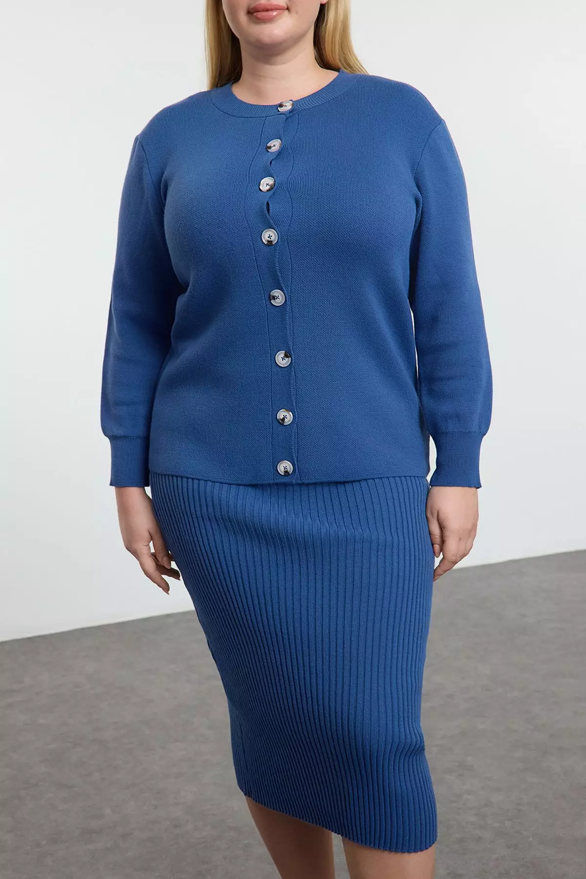 Womens Cardigan Ribbed Midi Cardigan Stone Ribbed Knitted Midi