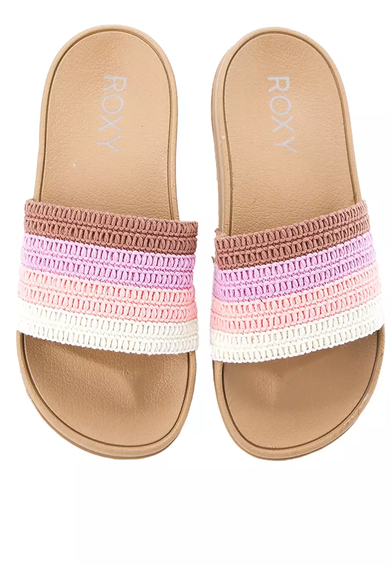 Crochet Roxy Slip On Sandals Roxy Playa Dia Wedge Tan White
