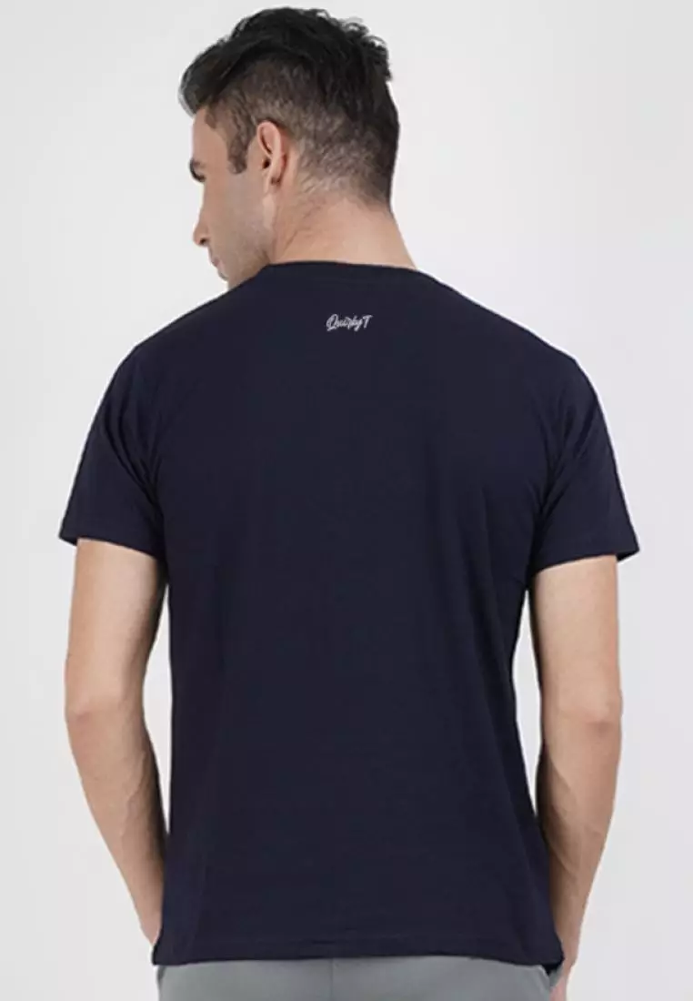 N-York Print Graphic Navy Blue Cotton Short Sleeve Crew Neck Relaxed Tee