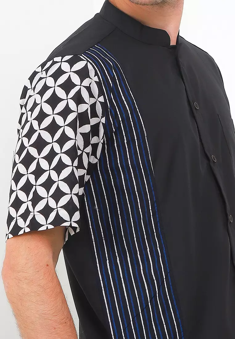 Kemeja Koko Al- Azizu Stand Collar Shirt Lengan Pendek