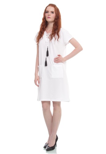 Talia Double Pouch Dress White