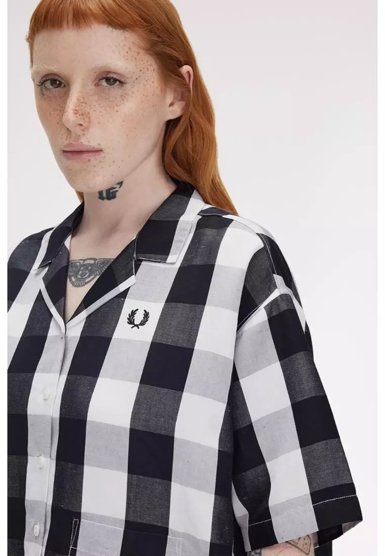Fred Perry G9193 Monochrome Check Shirt (White)