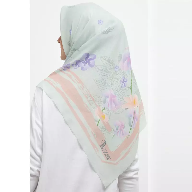 Floral Digital Printed Scarf In Light Green