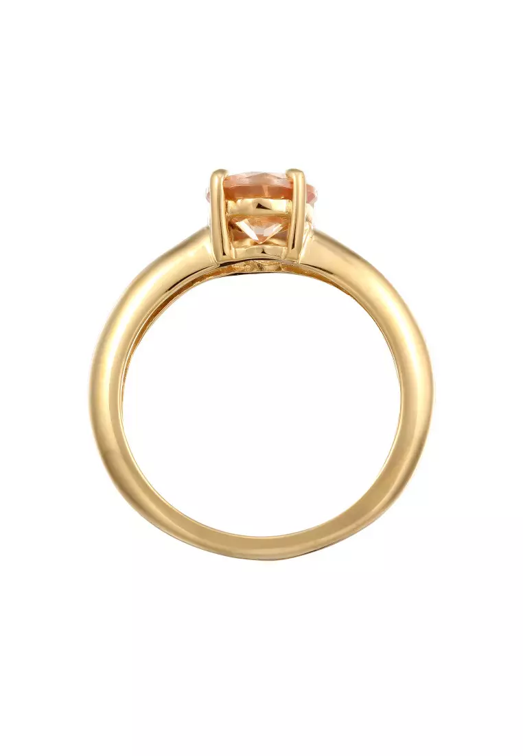 Cincin Perhiasan Perak 925 Wanita Solitaire Classic Zirconia Crystal Gold Gold Plated