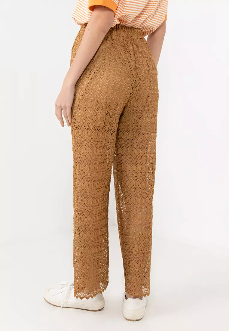 鏤空蕾絲清涼寬褲長褲