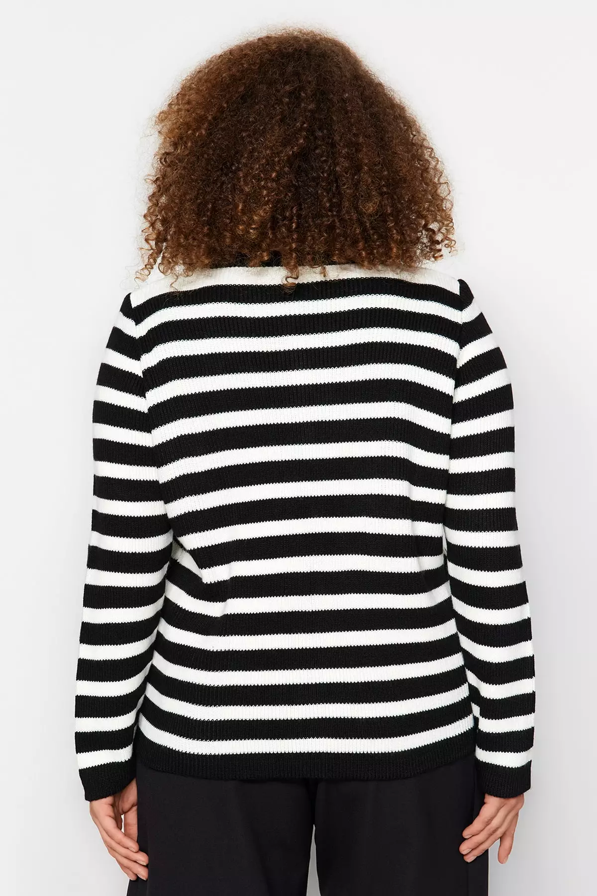Plus Size Striped Knitted Cardigan
