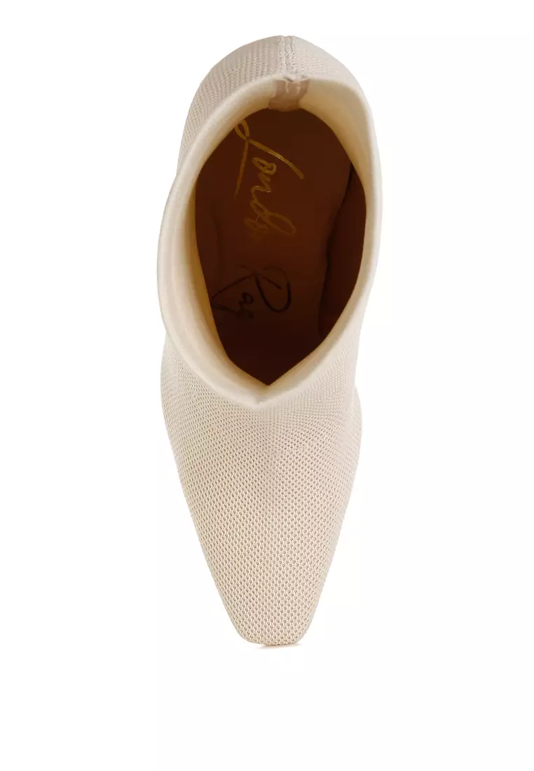 Knitted Sock Boots In Off White