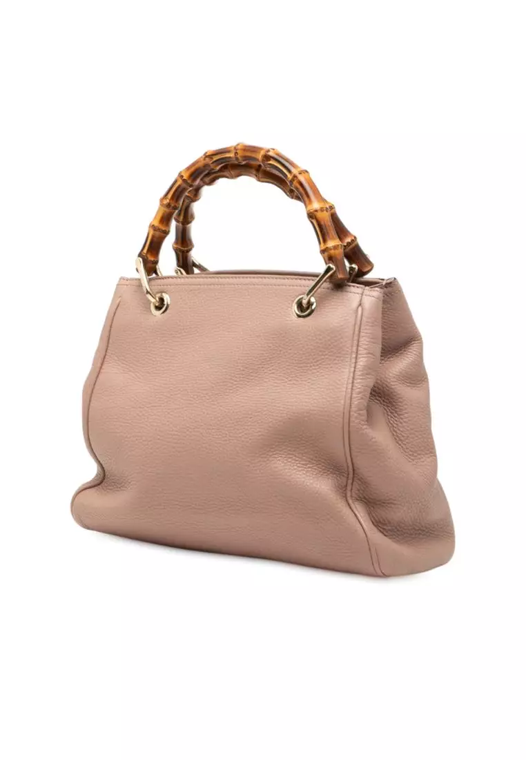 Pre-Loved Gucci Small Calfskin Bamboo Shopper Satchel