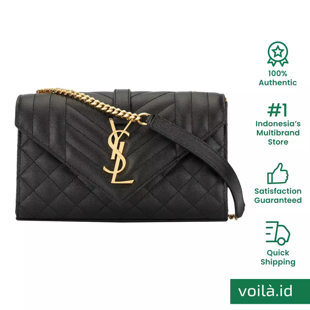 Envelope Small Shoulder Bag Black Ghw