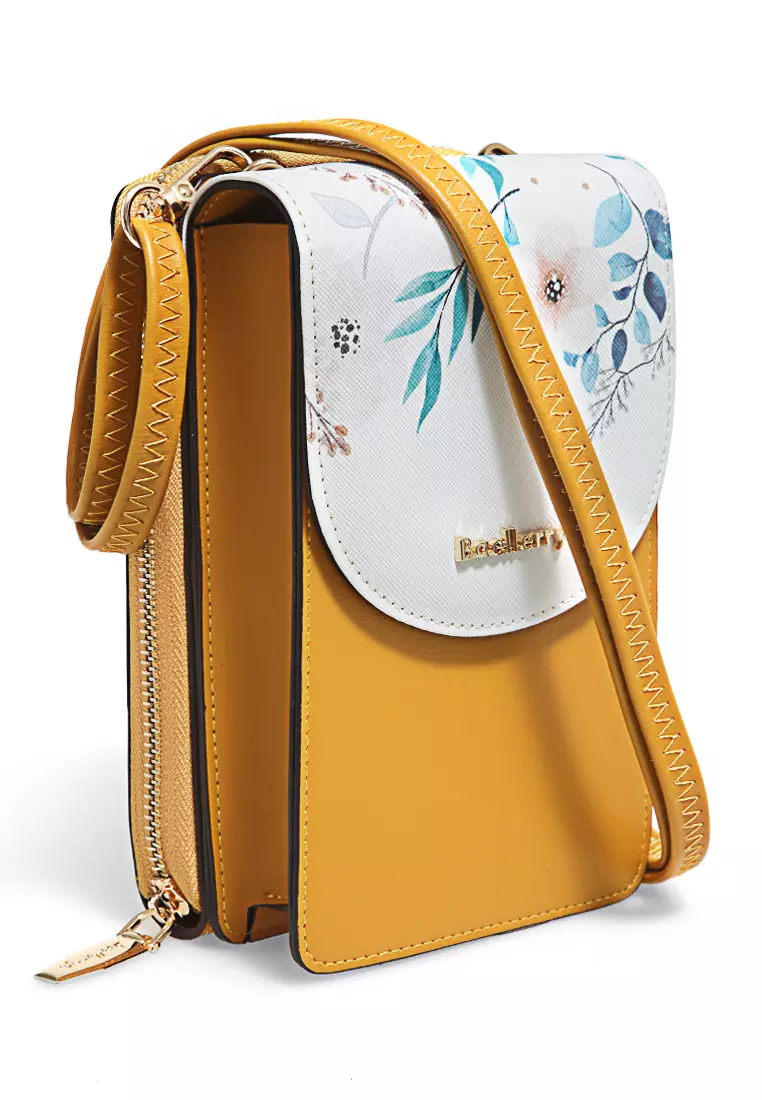 Sling Bag Tas Selempang Wanita Flower Motive Many Pocket Material Leather ORIGINAL