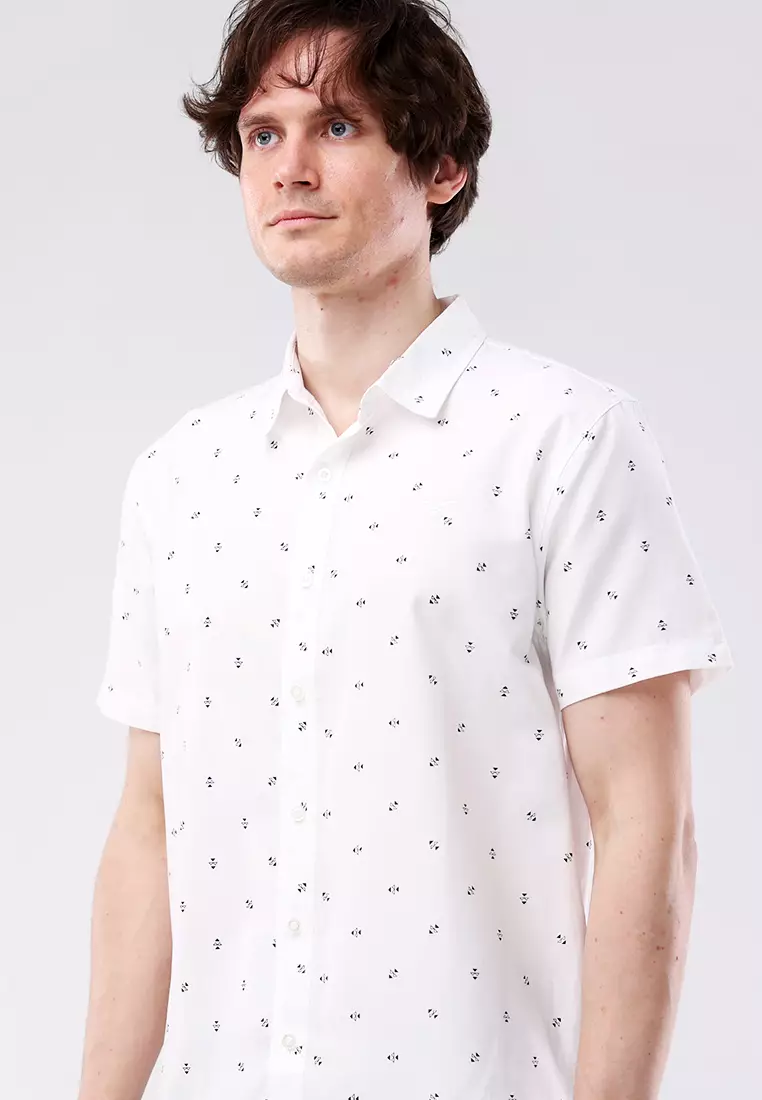 Woven Printed Poplin Short Sleeve Polo