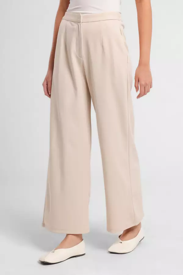 Minimal x Marsha Aruan - Gilian - Wide Pants - Beige Warna Beige