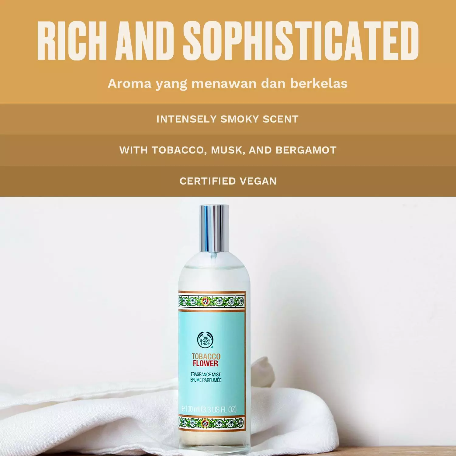 the body shop tobacco flower perfume Unisex Fragrance Mist - 100ml TOBACCO FLOWER BODY SHOP TYPE