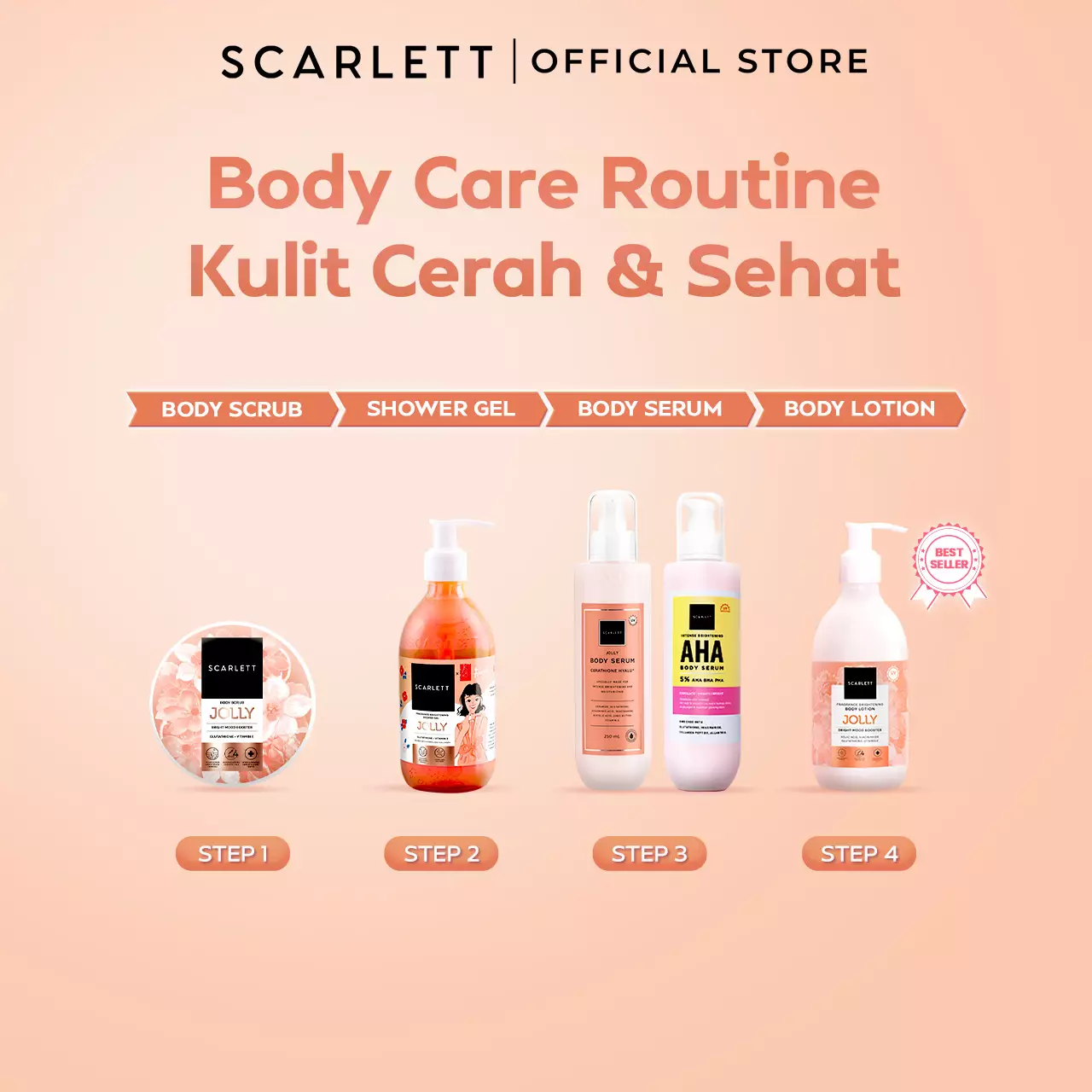 Scarlett Fragrance Brightening Shower Gel Jolly | Body Wash | Sabun Mandi Cair