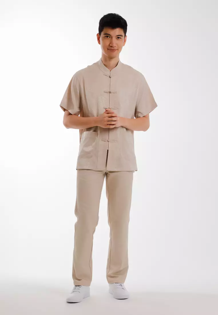 Alain Delon Mens CNY Tang Fu Short Sleeve - 14526001-50Gold