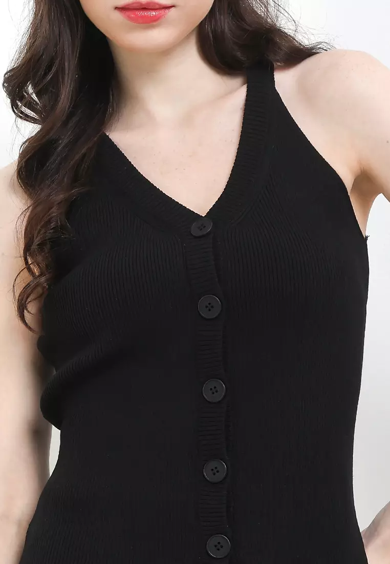 Sleeveless Halter Knit Vest