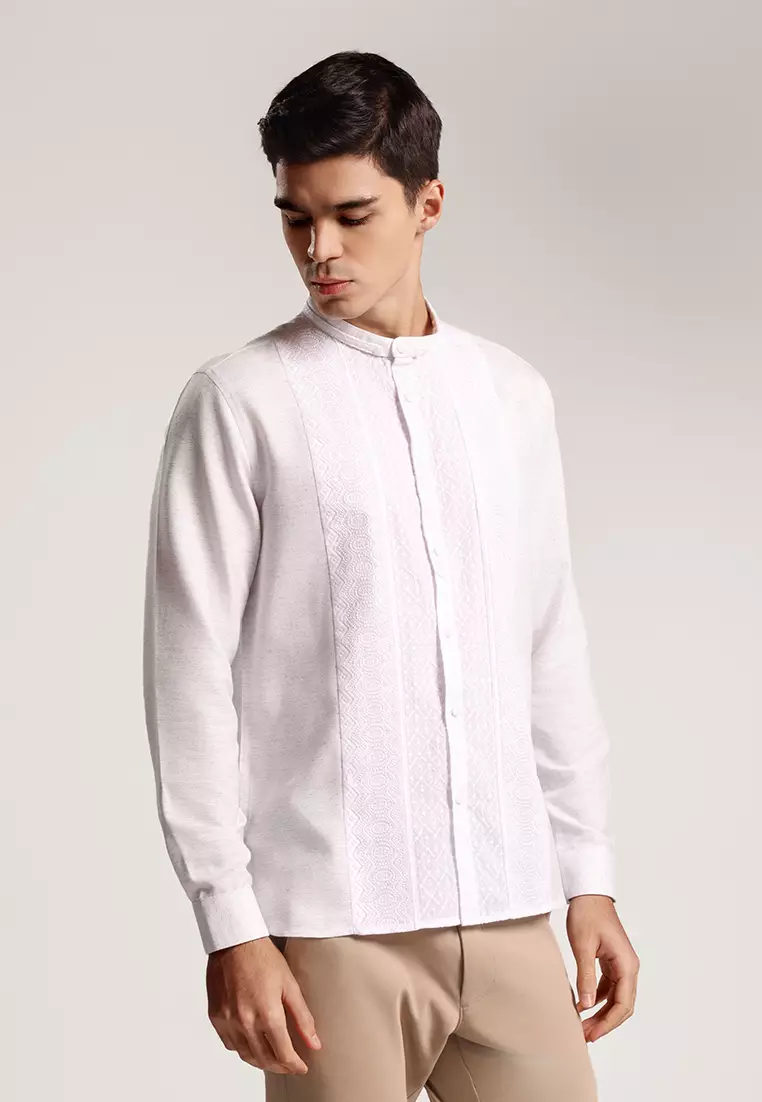 MOC Kemeja Koko Lengan Panjang Pria Allepo - White