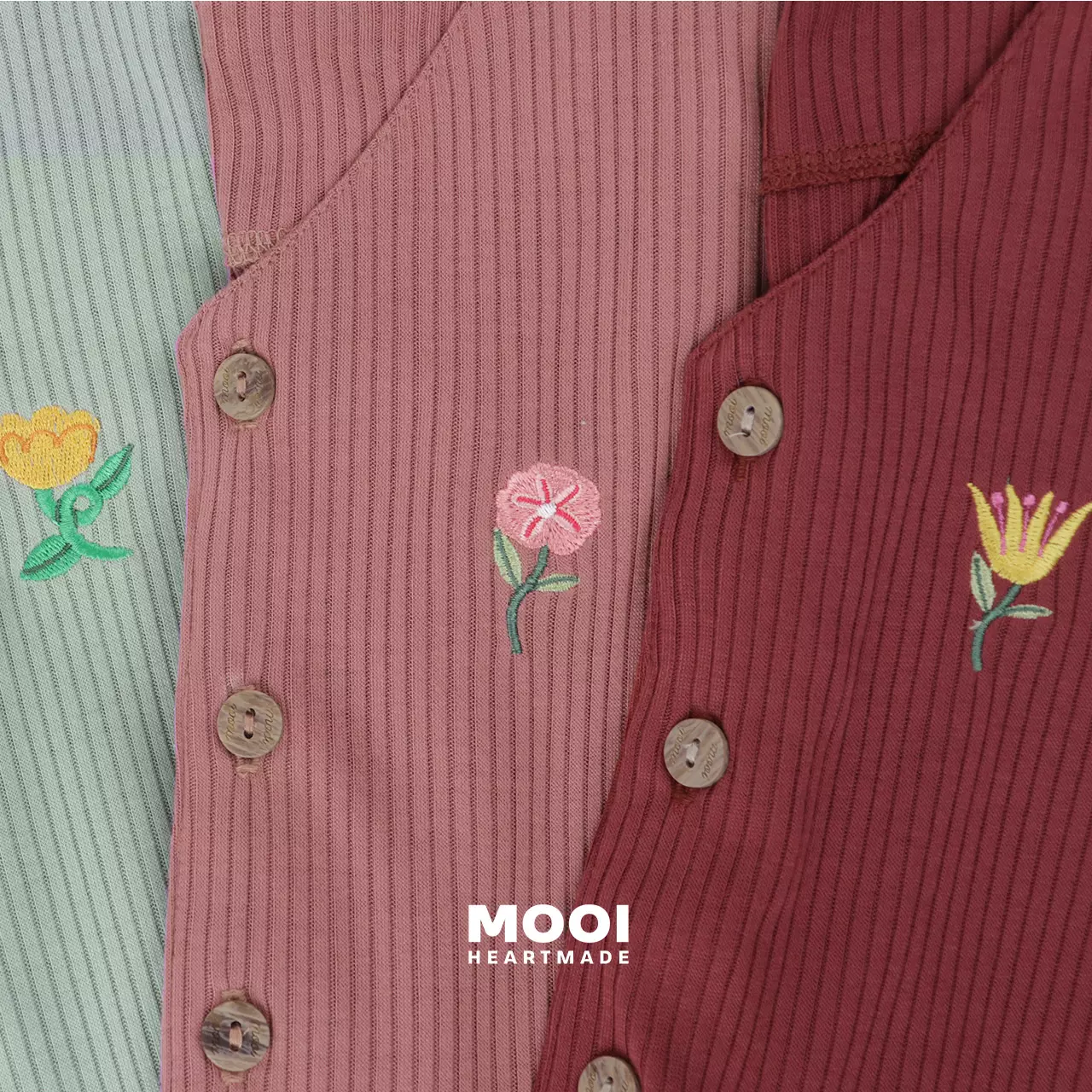 Mooi Cardigan Anak Sunny Rib Cardigan - Berry Red