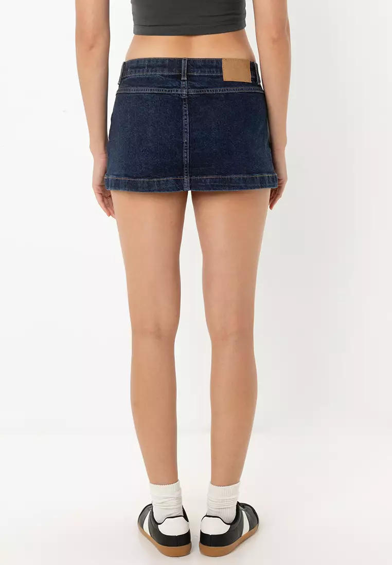 Micro Pleat Denim Skirt
