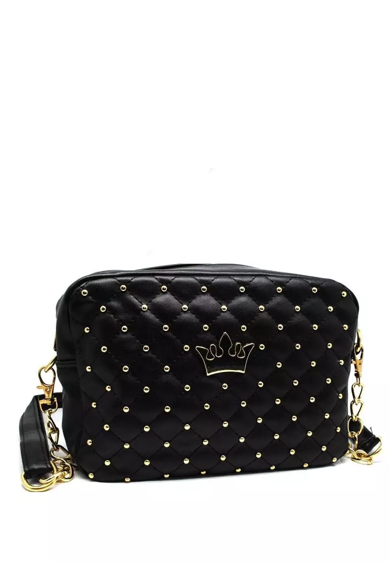Werlyn Slingbag Tas Selempang Wanita Derek Lam Model Rivet Large Compartment Material Leather Kulit ORIGINAL - Black