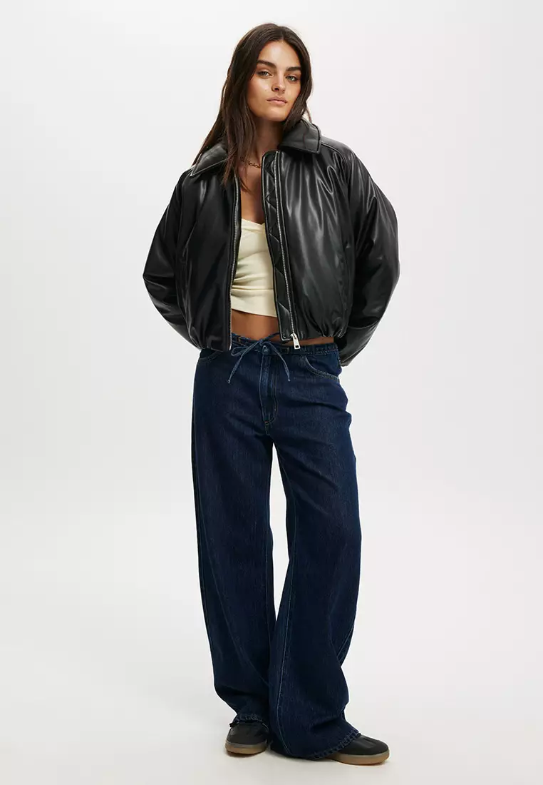 Faux Leather Puff Jacket