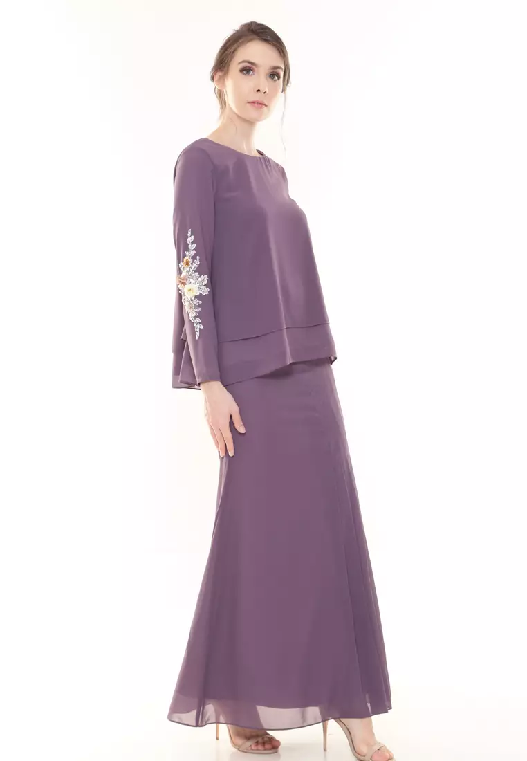 Gloria Kurung Kedah Modern in Dusty Purple