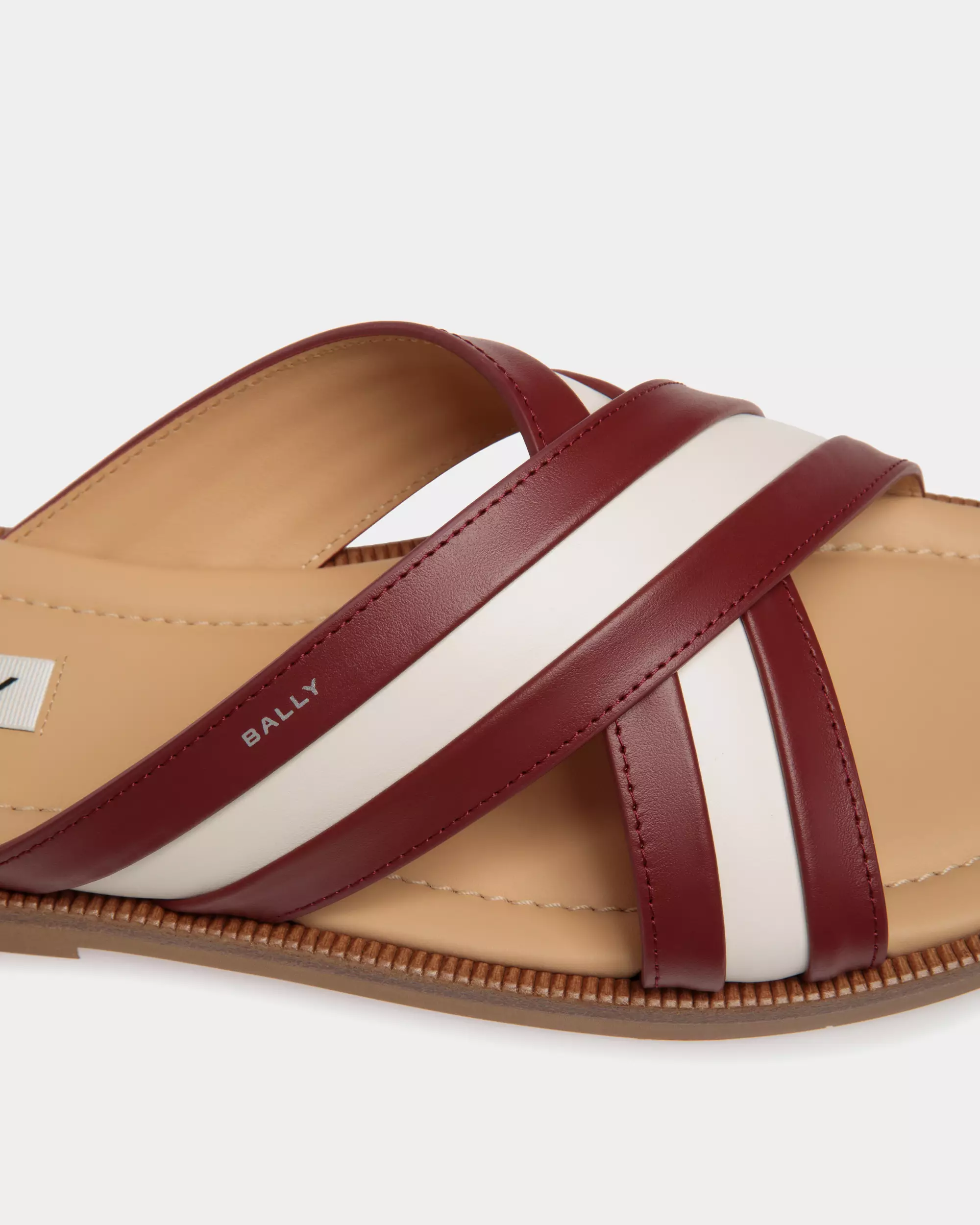 Bally Gherry Leather Sandal - Red Ribbon