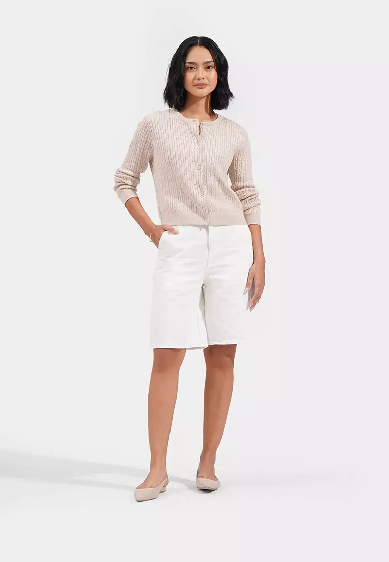 Button Down Cable Knit Cardigan