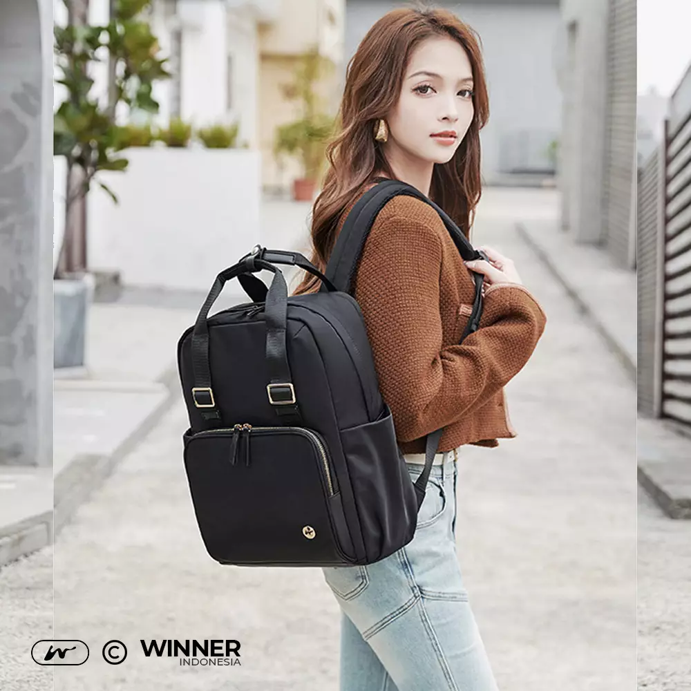 WINNER Tas Ransel Laptop 15,6 inch Oxford Anti-Air Backpack Korean Style (T14-018-6130) - Warna Hitam 15,6 inch